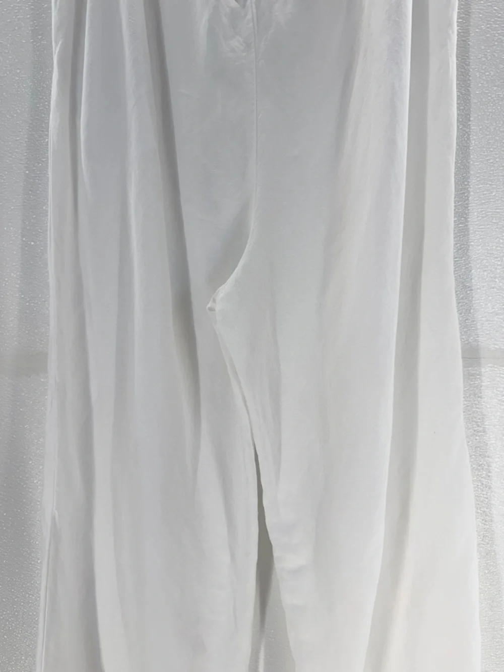 H&M Linen Blend White Wide Leg Pants Elastic Waist Size L